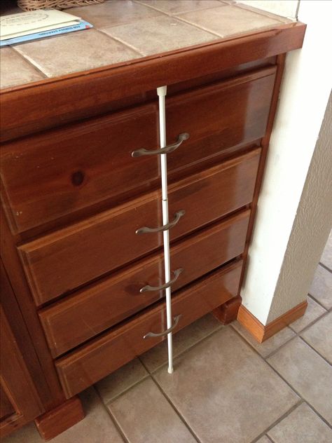 Yardstick  Rod for Vertical Drawers to baby proof 