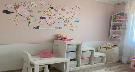 Pink color toddler room