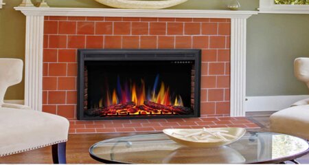 Wood fireplace in the living room