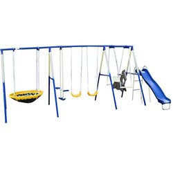 Sportspower Super 8 Fun Metal Swing with Trampolines and slide Set